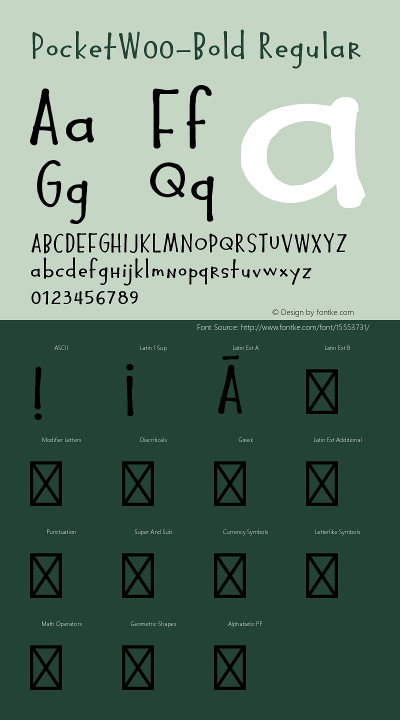 PocketW00-Bold Regular Version 1.00 Font Sample