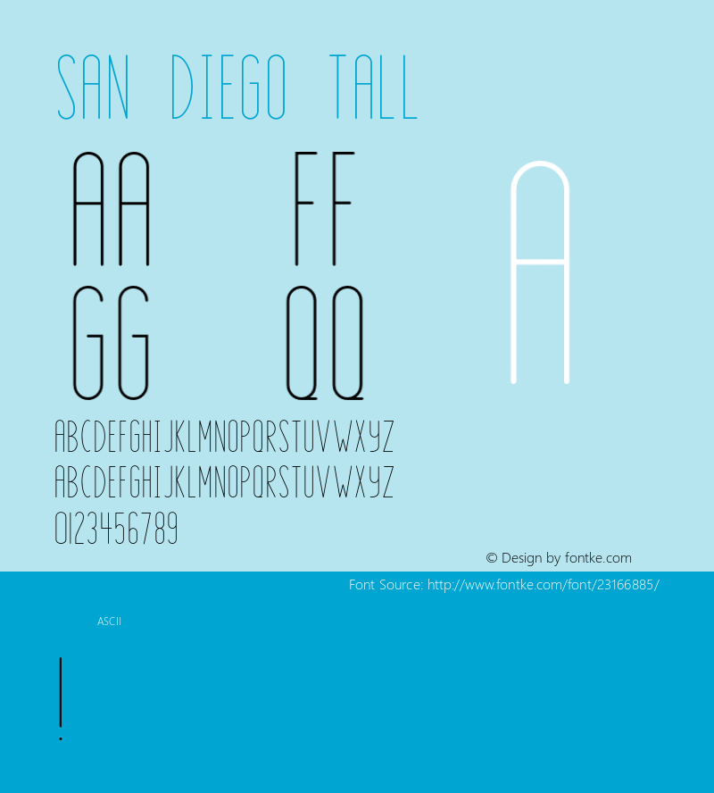 San Diego Tall Version 1.000;PS 001.000;hotconv 1.0.88;makeotf.lib2.5.64775 Font Sample