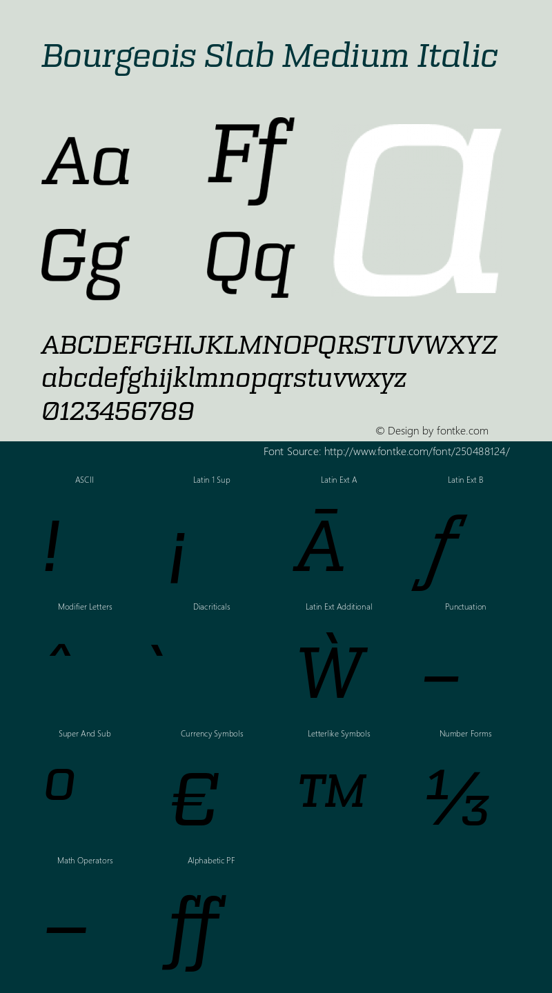 Bourgeois Slab Medium Italic Version 1.000;PS 001.000;hotconv 1.0.88;makeotf.lib2.5.64775图片样张