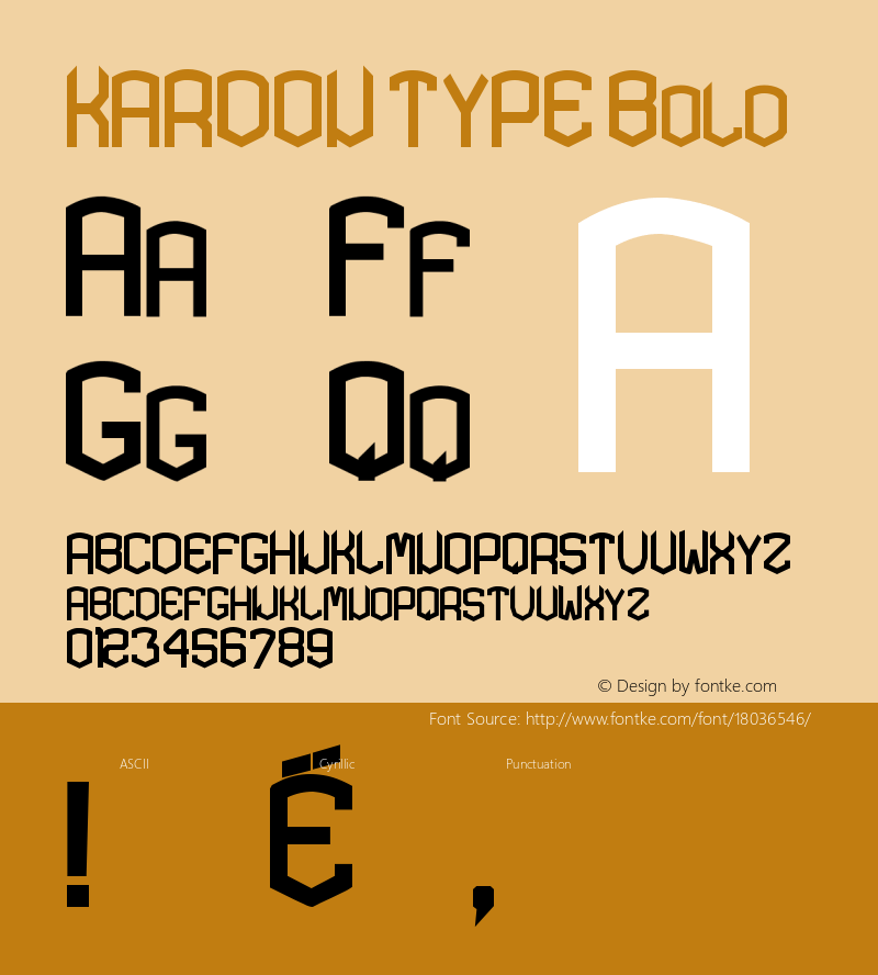 KARDON TYPE Bold Version 1.000  http://www.revision.ru/users/mrFRUKTA Font Sample