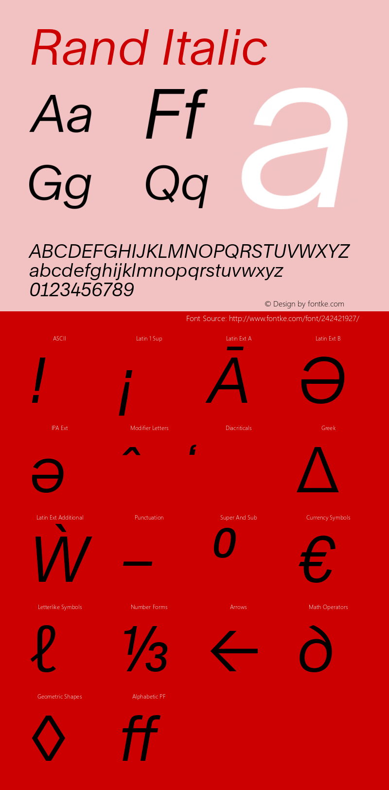 Rand Italic Version 1.002; build 0002图片样张