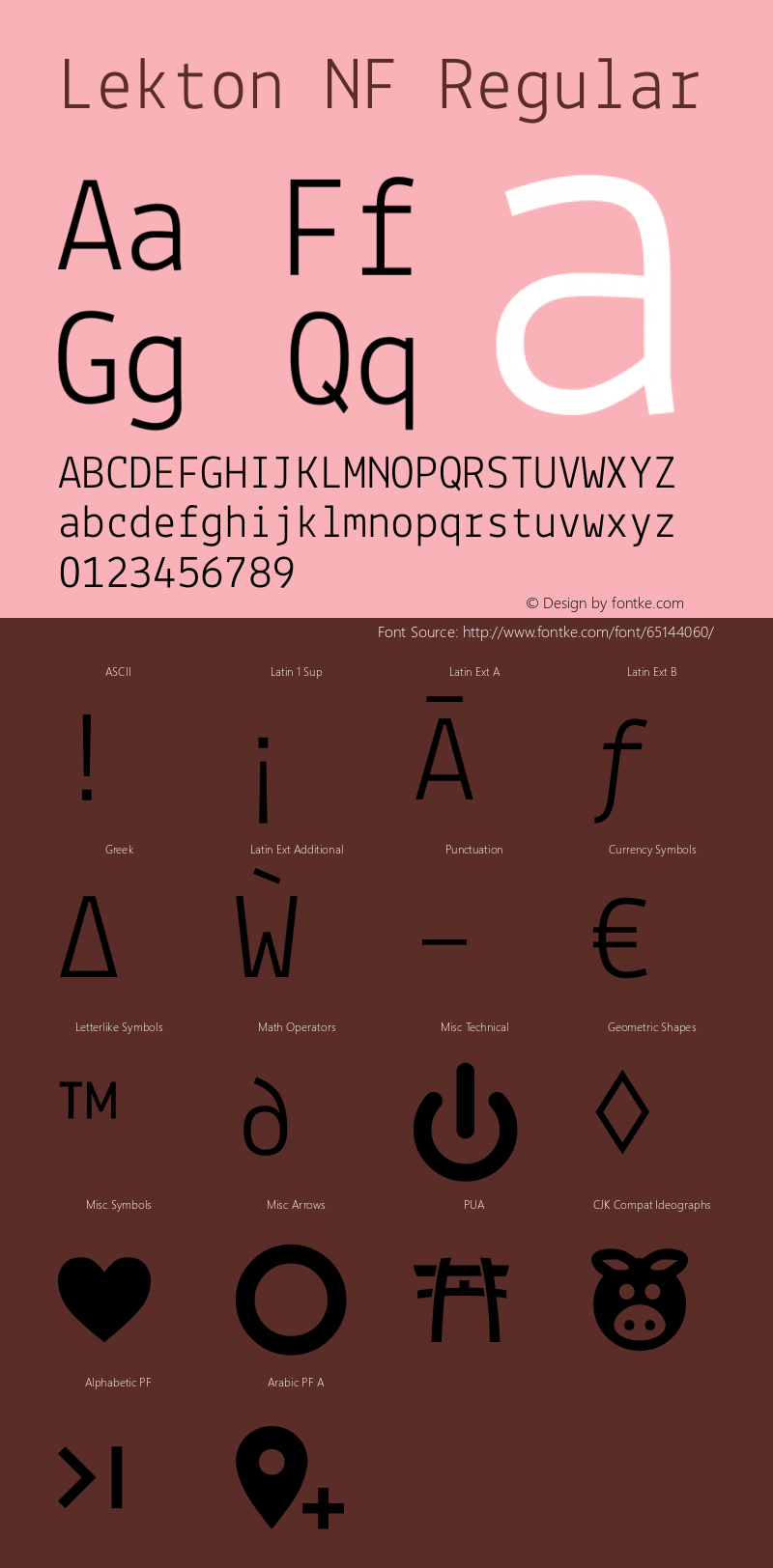 Lekton Nerd Font Complete Windows Compatible Version 34.000 Font Sample