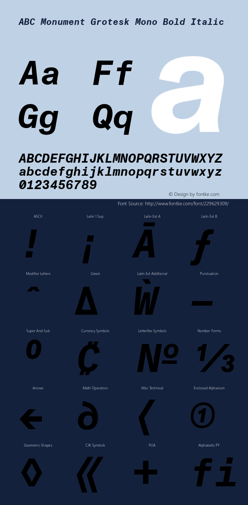 ABC Monument Grotesk Mono Bold Italic Version 2.001图片样张