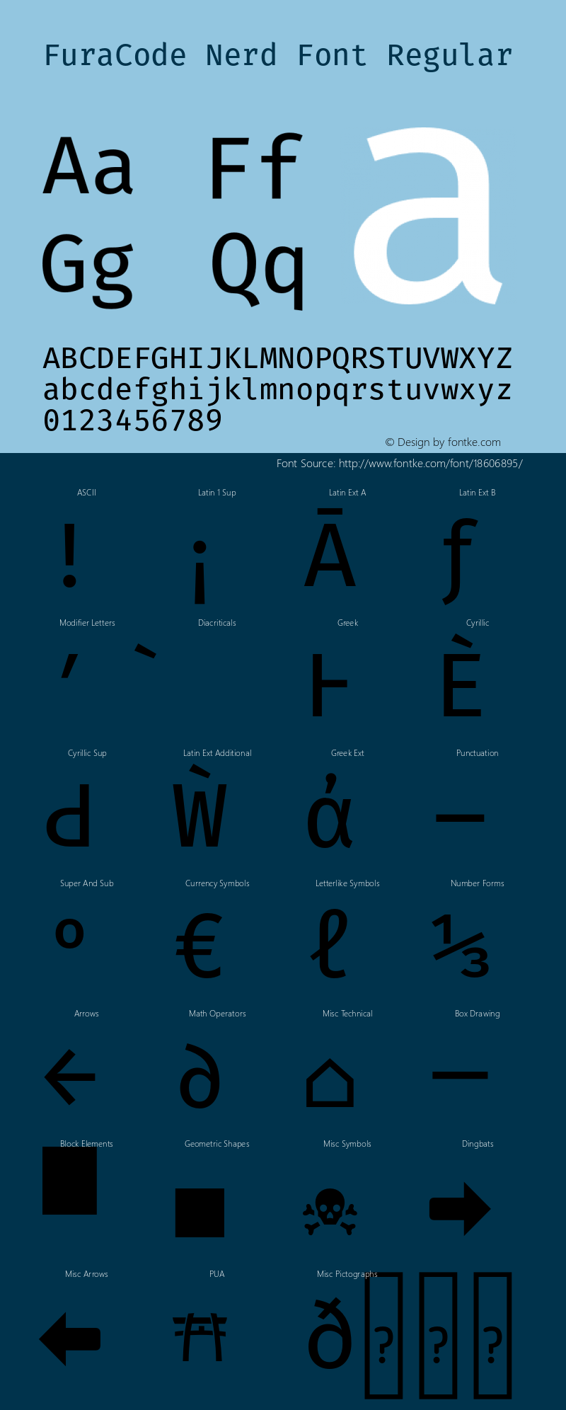 FuraCode Nerd Font Regular Version 1.102;PS 001.102;hotconv 1.0.88;makeotf.lib2.5.64775 Font Sample