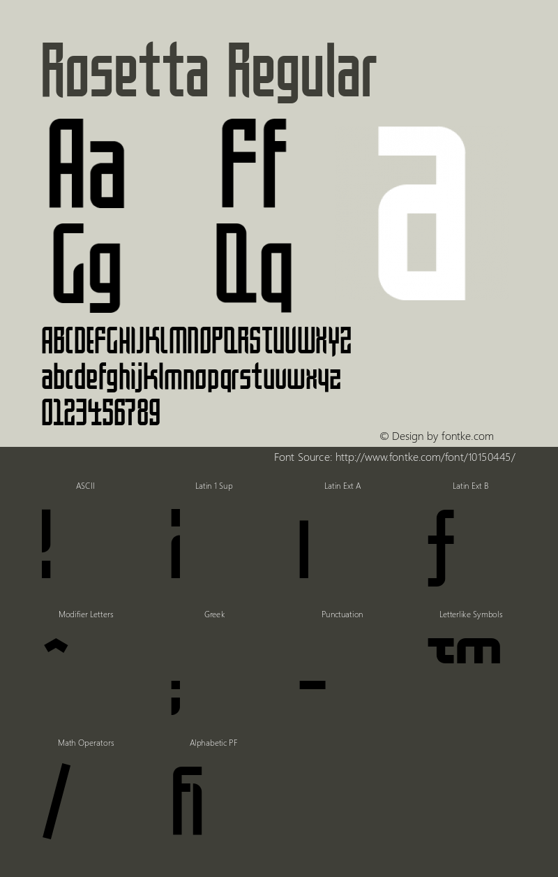 Rosetta Regular Version 001.001 Font Sample