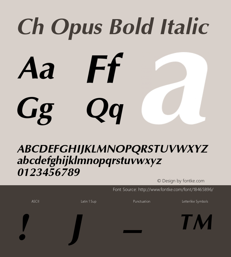 Ch Opus Bold Italic 001.000 Font Sample