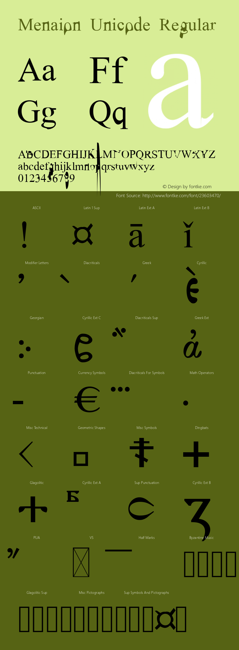 Menaion Unicode 2.0 Font Sample