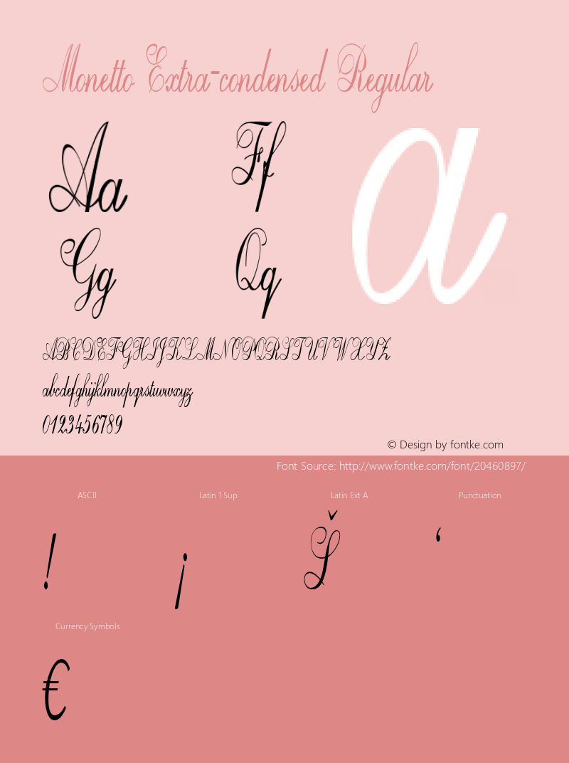 Monetto-ExtracondensedRegular Version 1.000 Font Sample