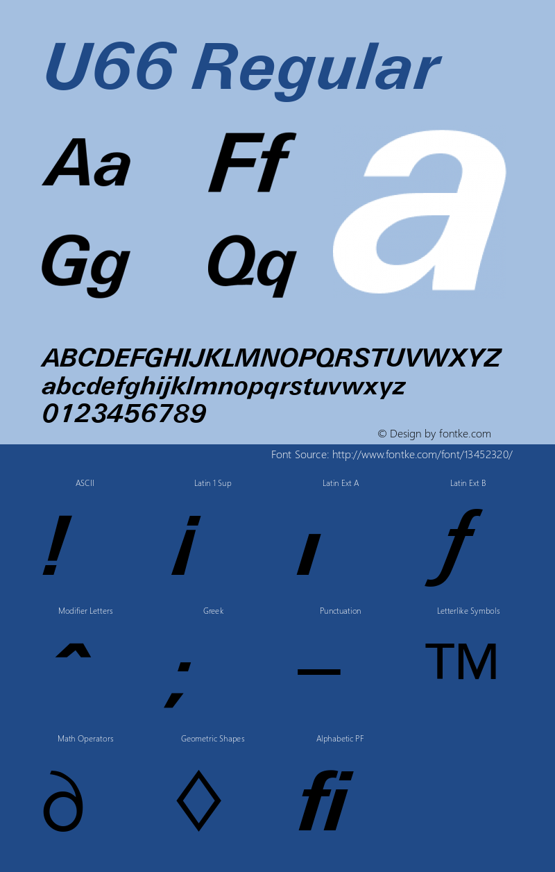 U66 Regular Version 4.00 April 30, 2007 Font Sample