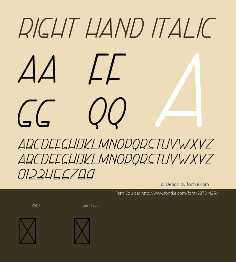 Right Hand Italic Version 1.002;Fontself Maker 3.1.0 Font Sample