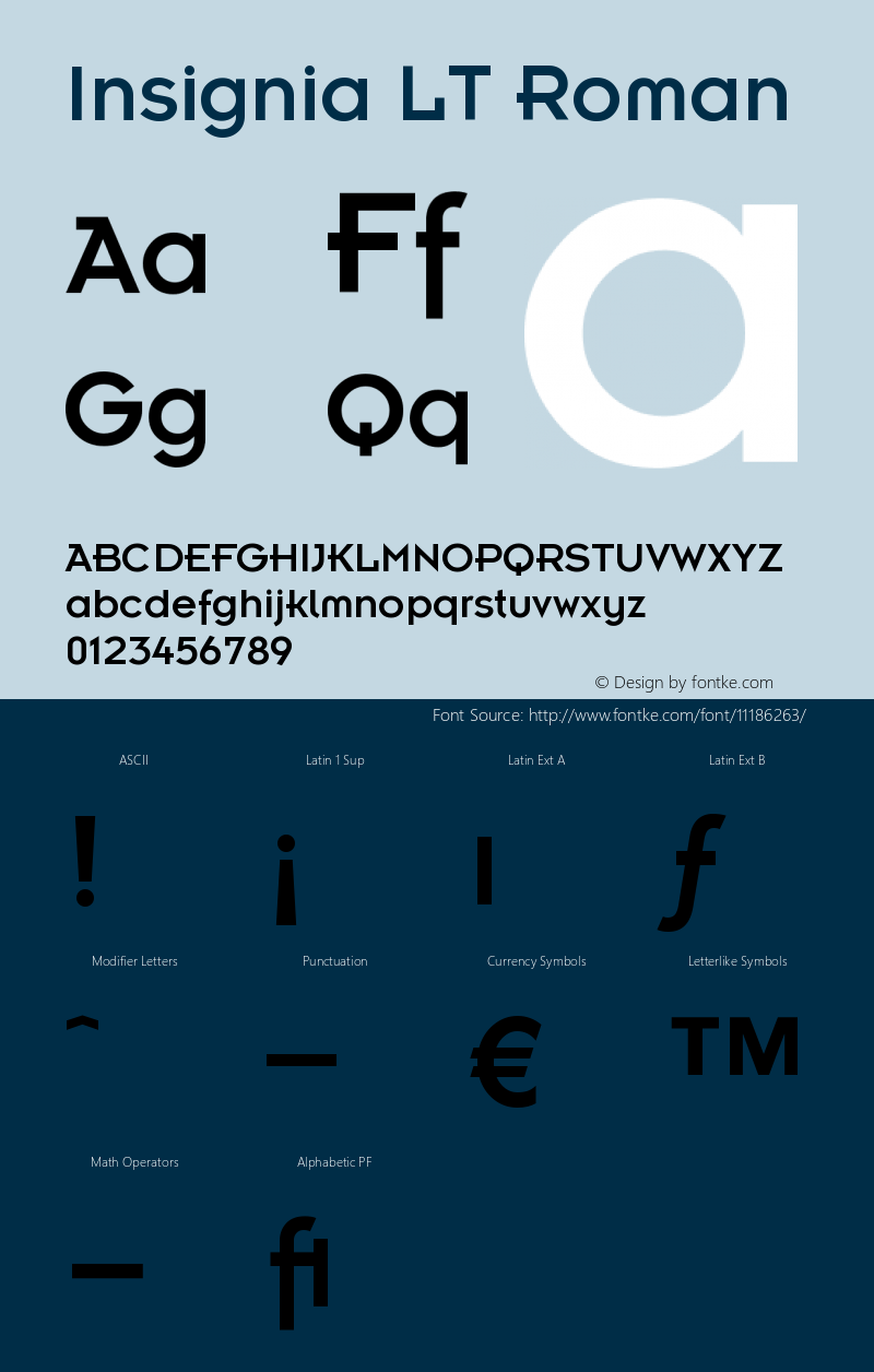 Insignia LT Roman Version 006.000 Font Sample