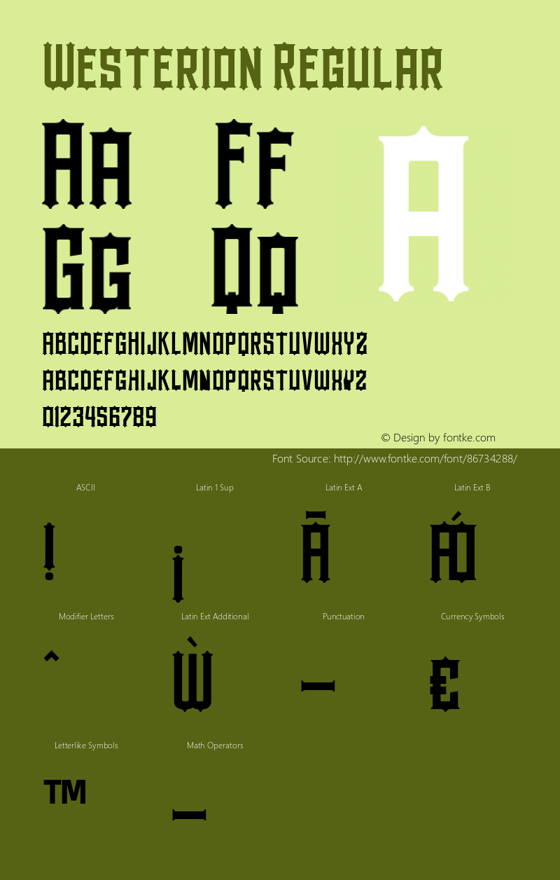 Westerion Regular Version 1.000 Font Sample