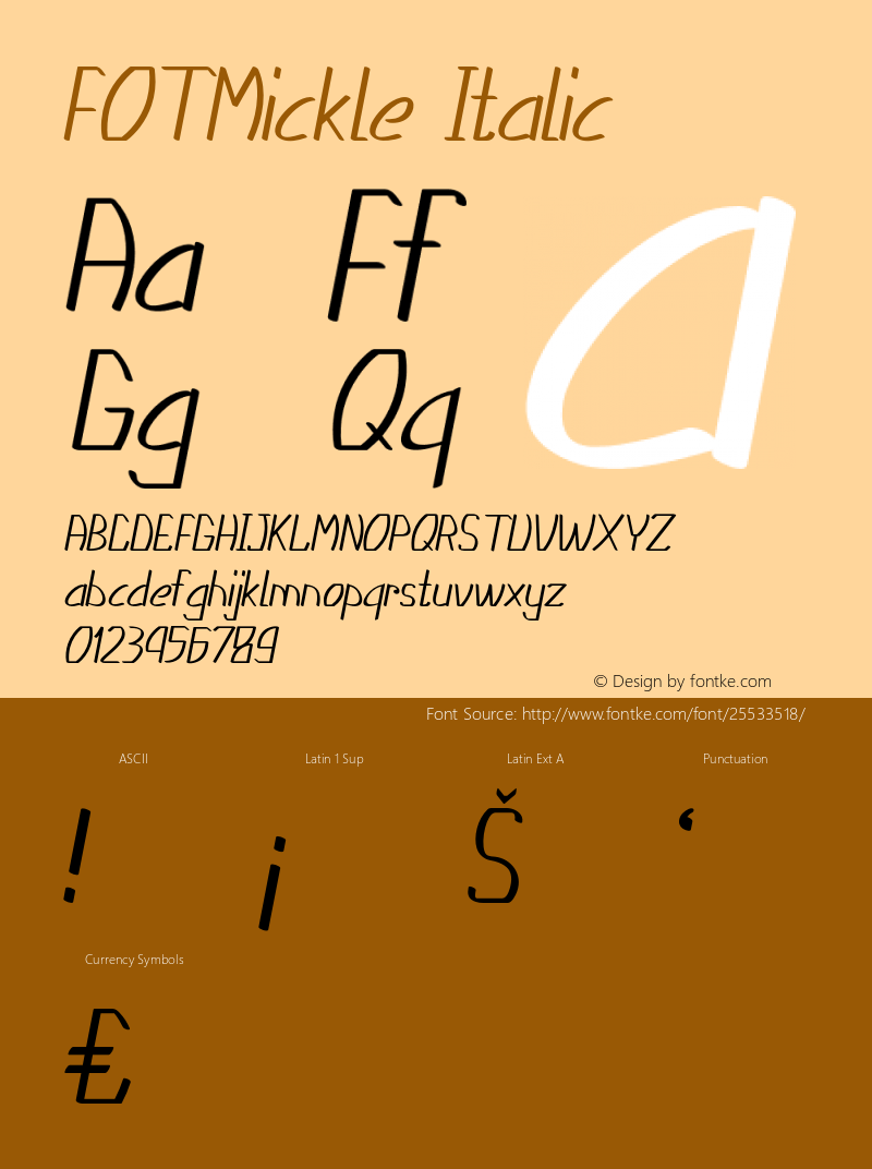 FOTMickle-Italic Version 1.000 Font Sample