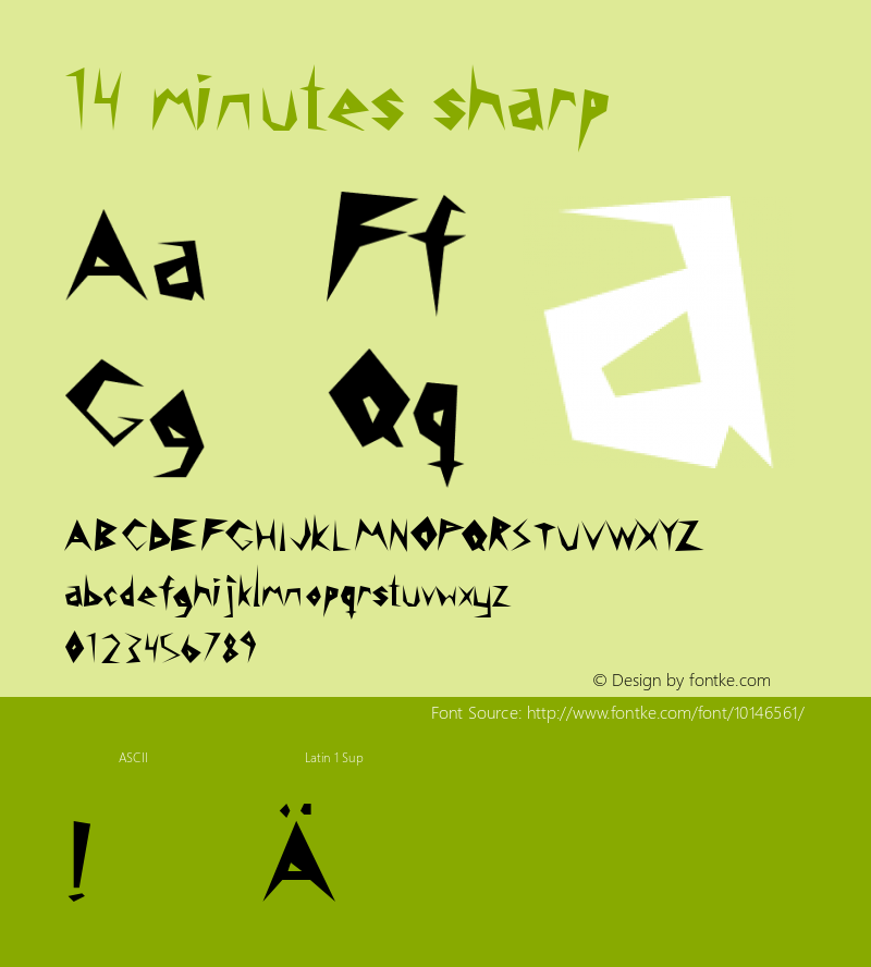 14 minutes sharp Macromedia Fontographer 4.1 1998-02-01 Font Sample