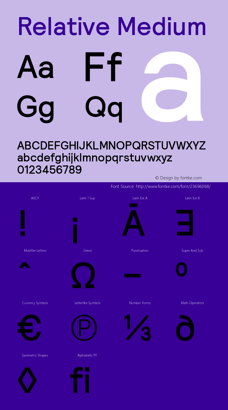 Relative Medium Version 1.001; ttfautohint (v1.5) Font Sample