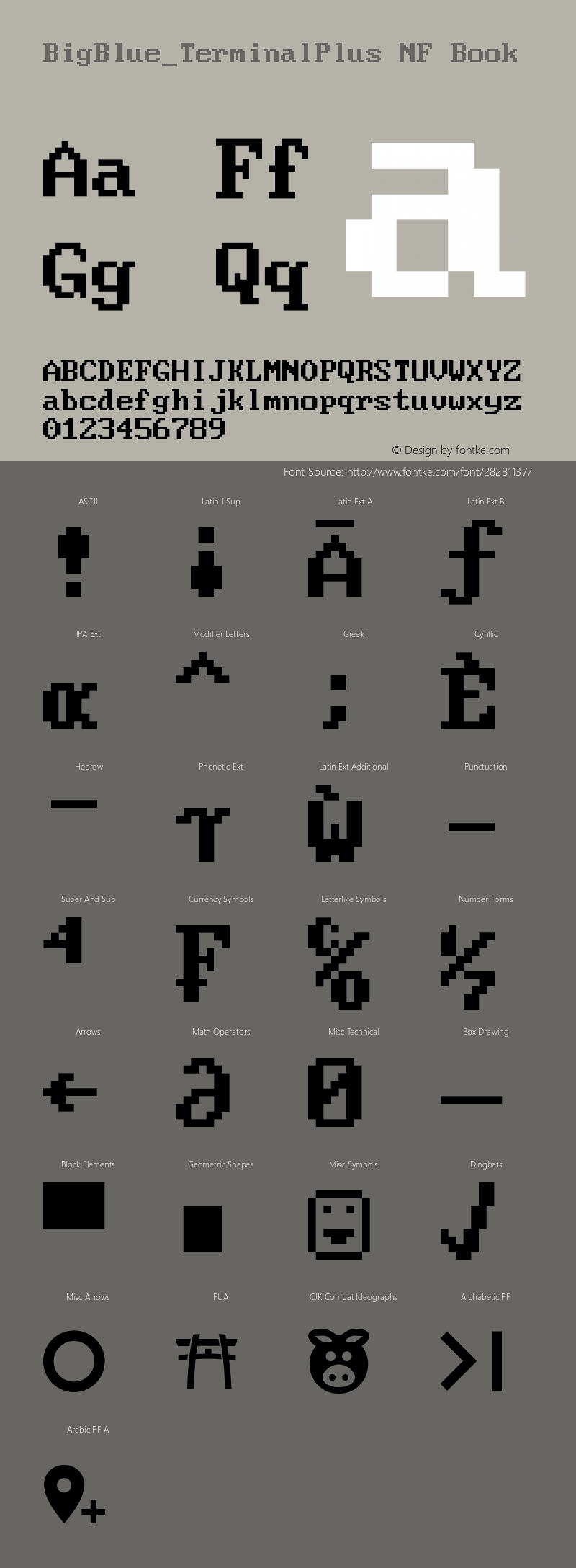 BigBlue TerminalPlus Nerd Font Complete Mono Windows Compatible v1.0-2015-11 Font Sample