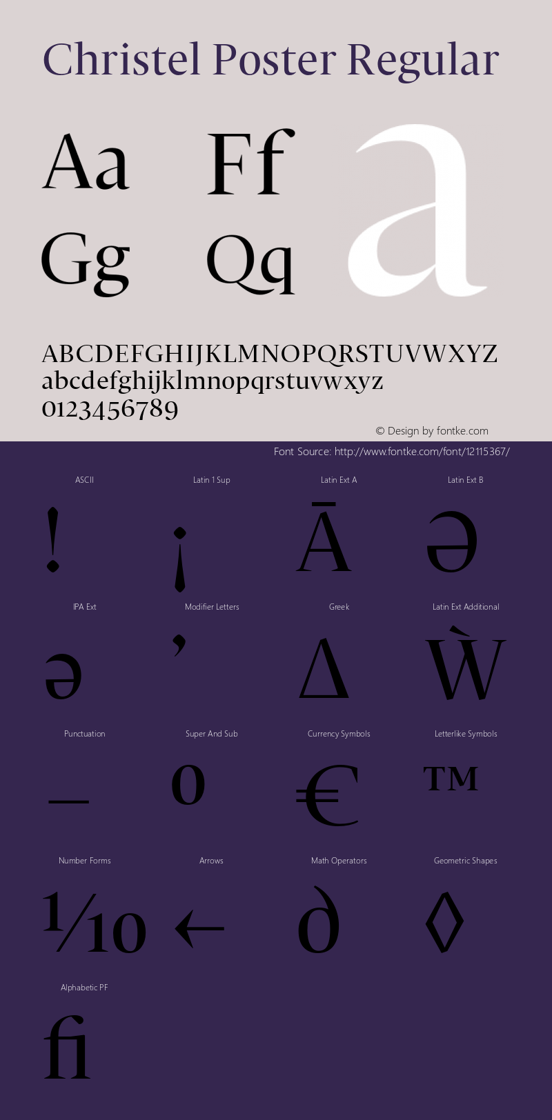 Christel Poster Regular Version 1.000 2014 initial release Font Sample