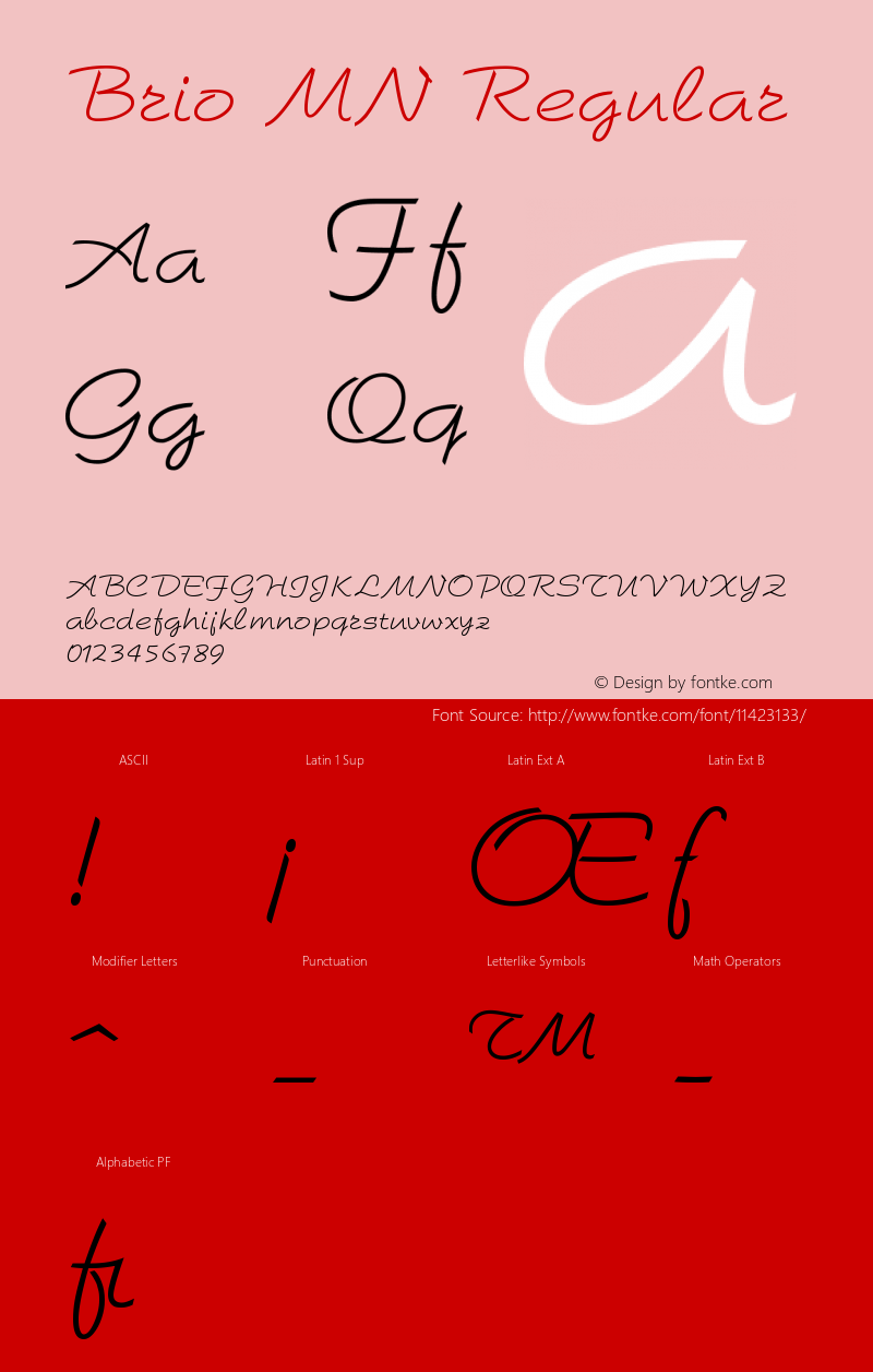 Brio MN Regular Version 001.003 Font Sample