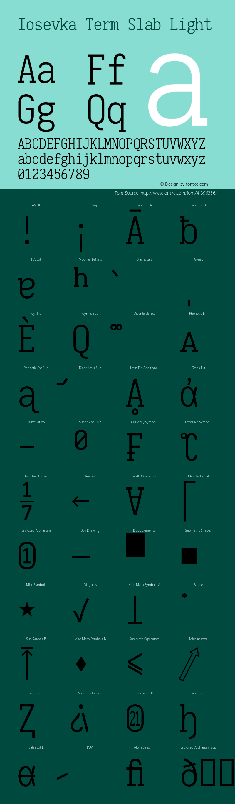 Iosevka Term Slab Light 2.3.1; ttfautohint (v1.8.3) Font Sample