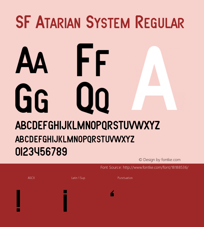 SF Atarian System Regular ver 1.0; 1999. Freeware. Font Sample