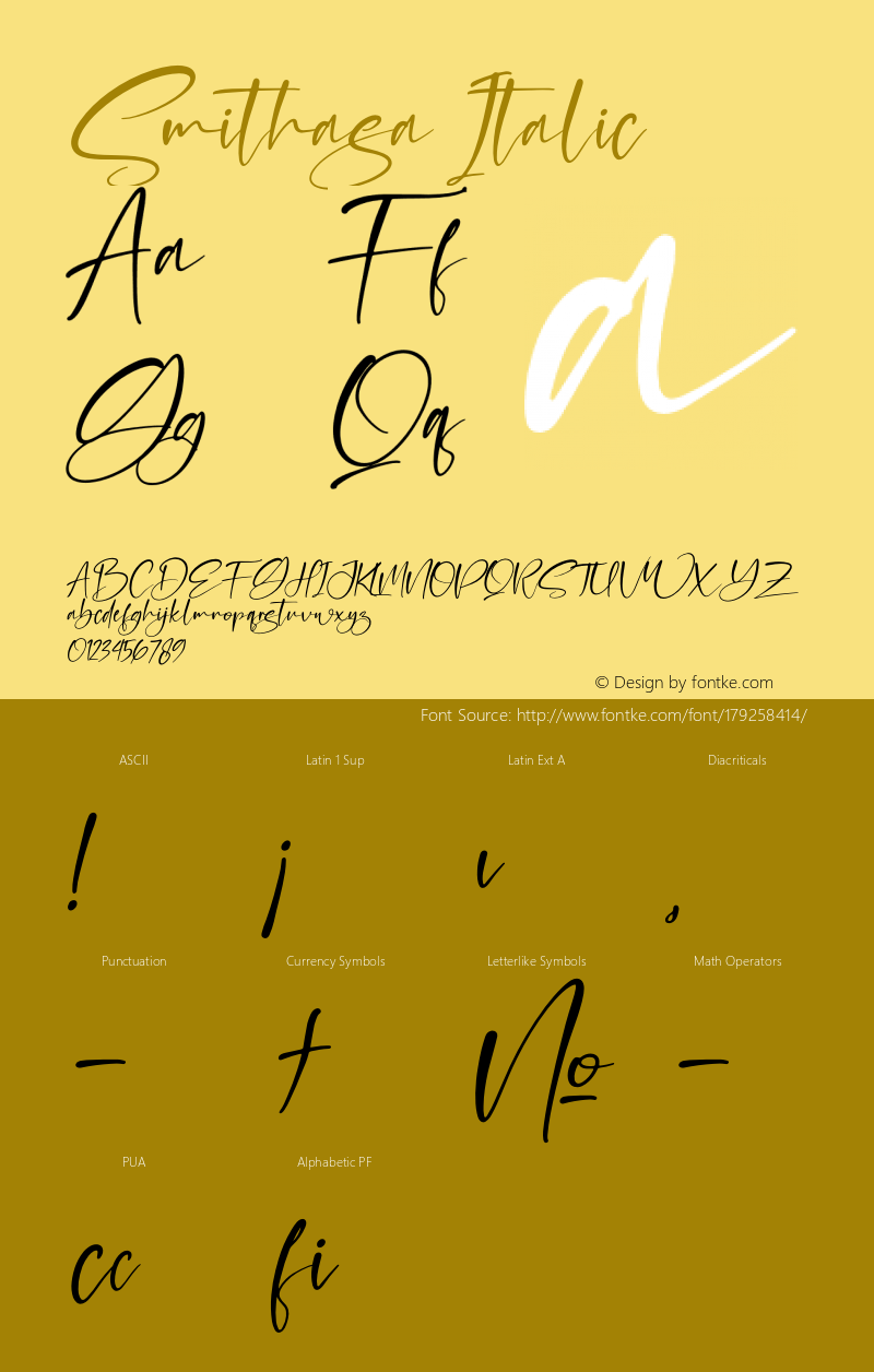 Smithasa Italic Version 1.00;September 11, 2021;FontCreator 13.0.0.2683 64-bit图片样张