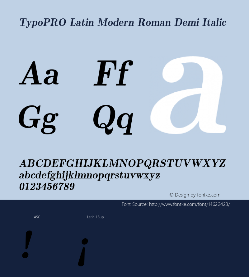 TypoPRO Latin Modern Roman Demi Italic Version 2.004;PS 2.004;hotconv 1.0.49;makeotf.lib2.0.14853 Font Sample