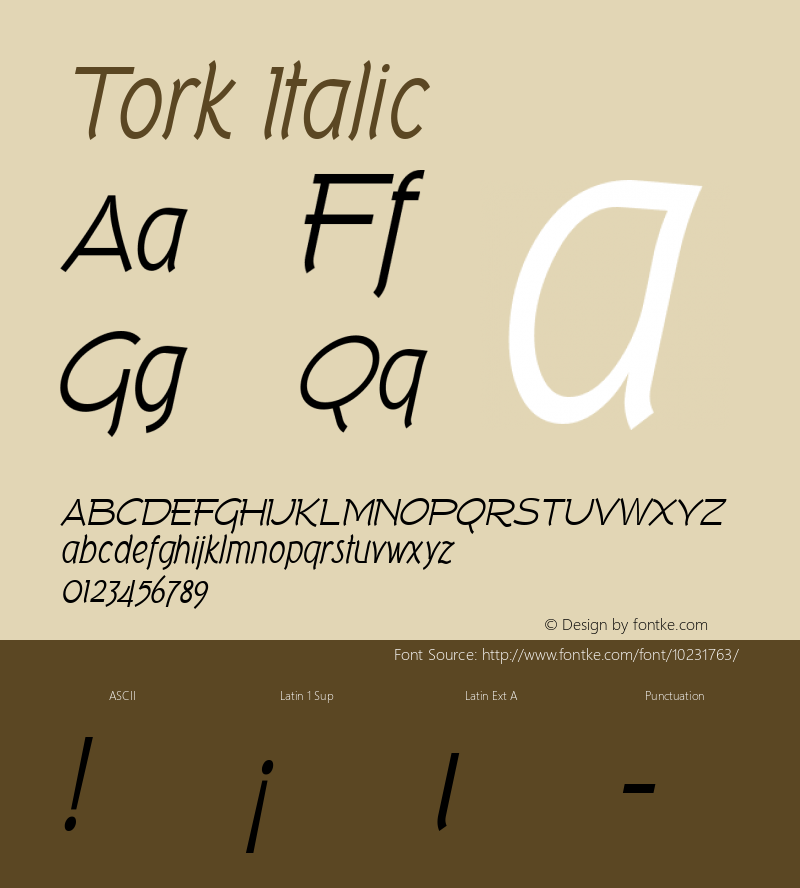 Tork Italic Version 2.000 2004 Font Sample