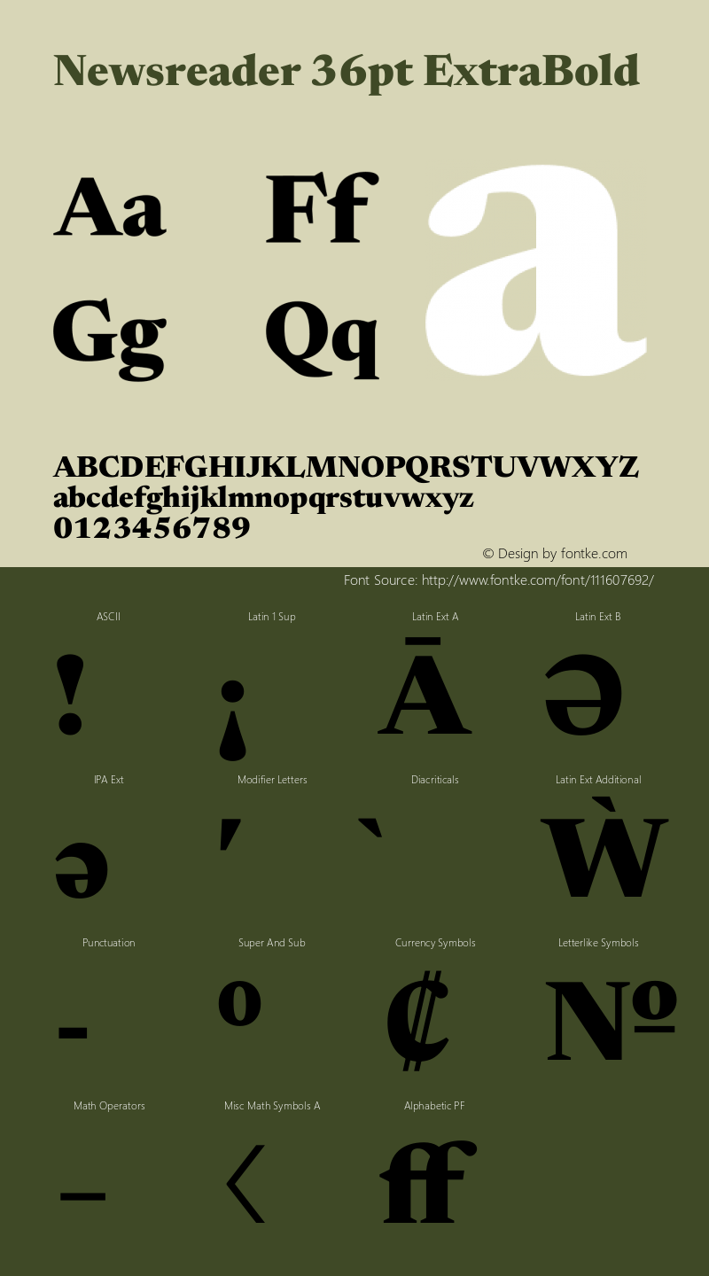 Newsreader 36pt ExtraBold Version 1.003 Font Sample