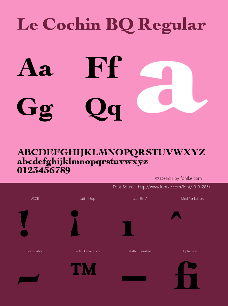 Le Cochin BQ Regular 001.000 Font Sample