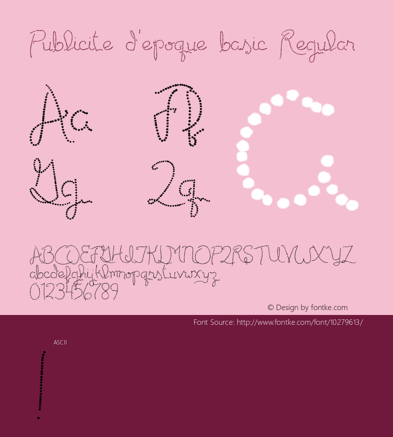 Publicite d'epoque basic Regular Lauren Ashpole's Publicite d'epoque Font Sample