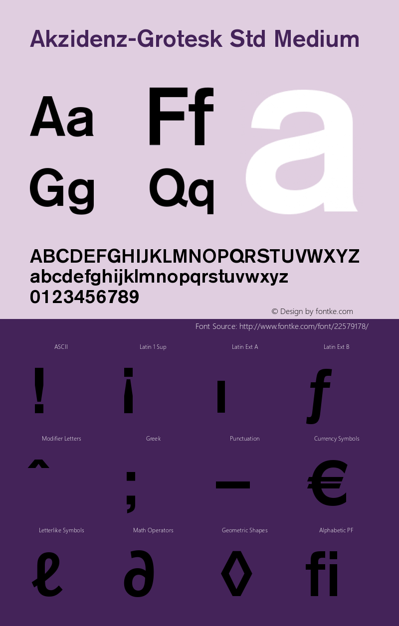 AkzidenzGroteskStd-Md Version 001.000;Core 1.0.01;otf.5.02.2291;15.06W Font Sample