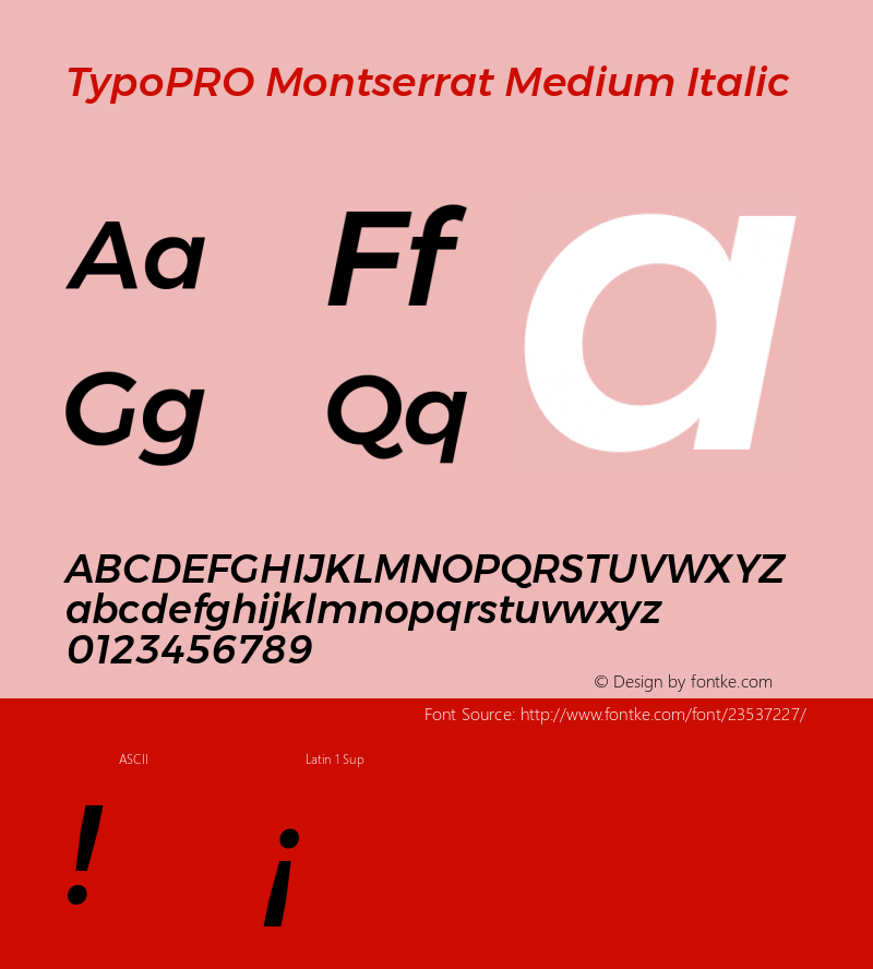 TypoPRO Montserrat Medium Italic Version 6.001 Font Sample