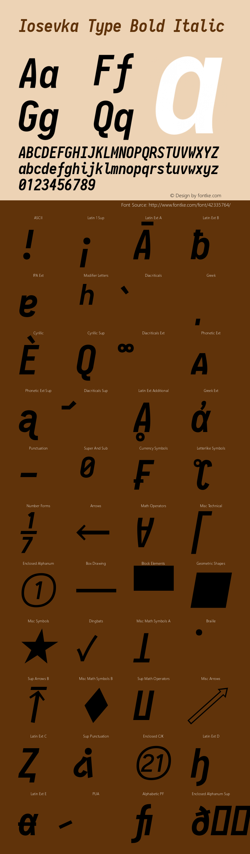 Iosevka Type Bold Italic 2.3.2 Font Sample