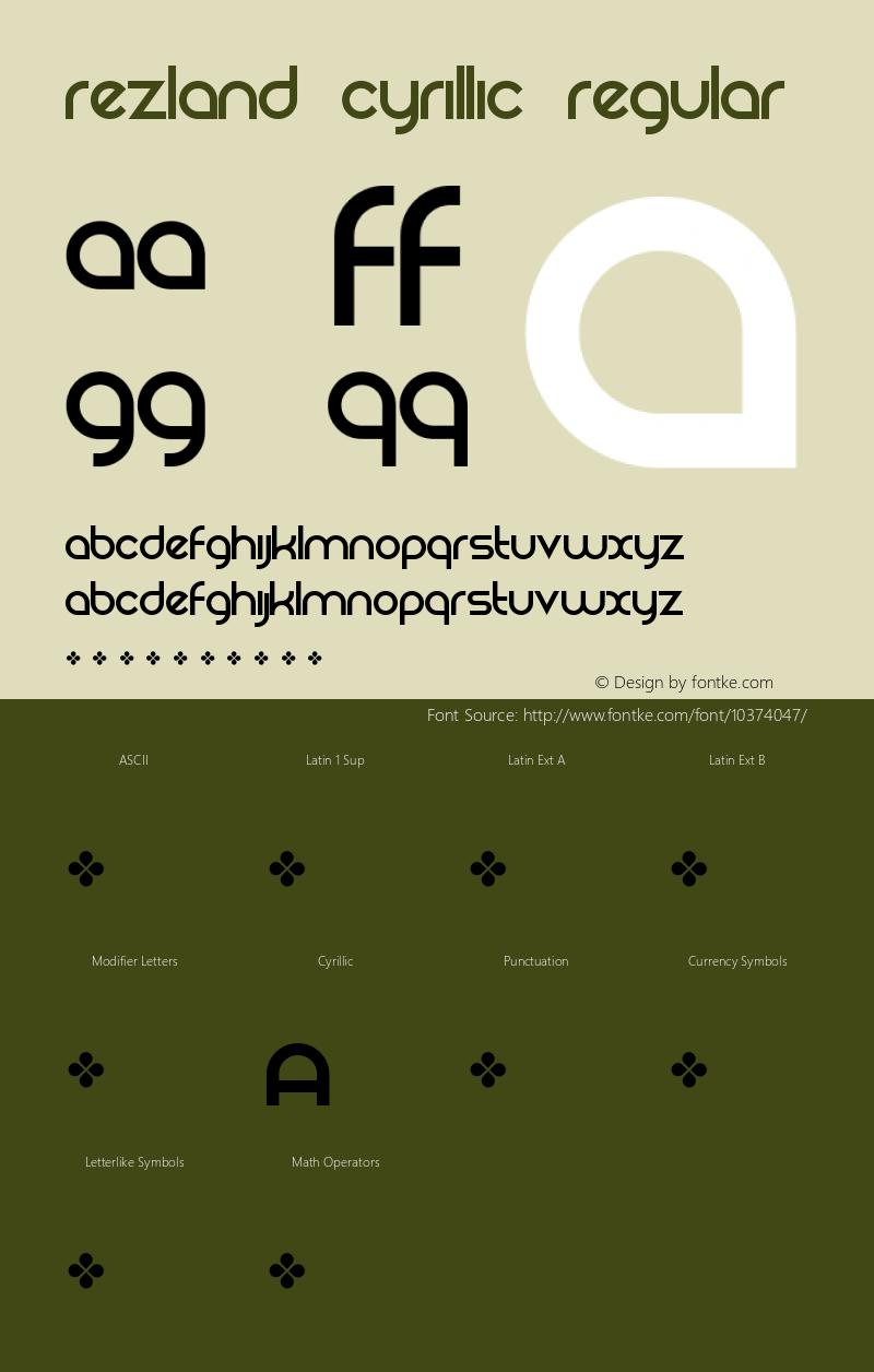 Rezland Cyrillic Regular 1.0; Cyrillic; Font Sample