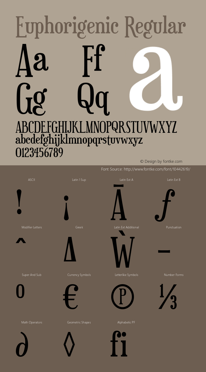 Euphorigenic Regular Version 5.001 Font Sample