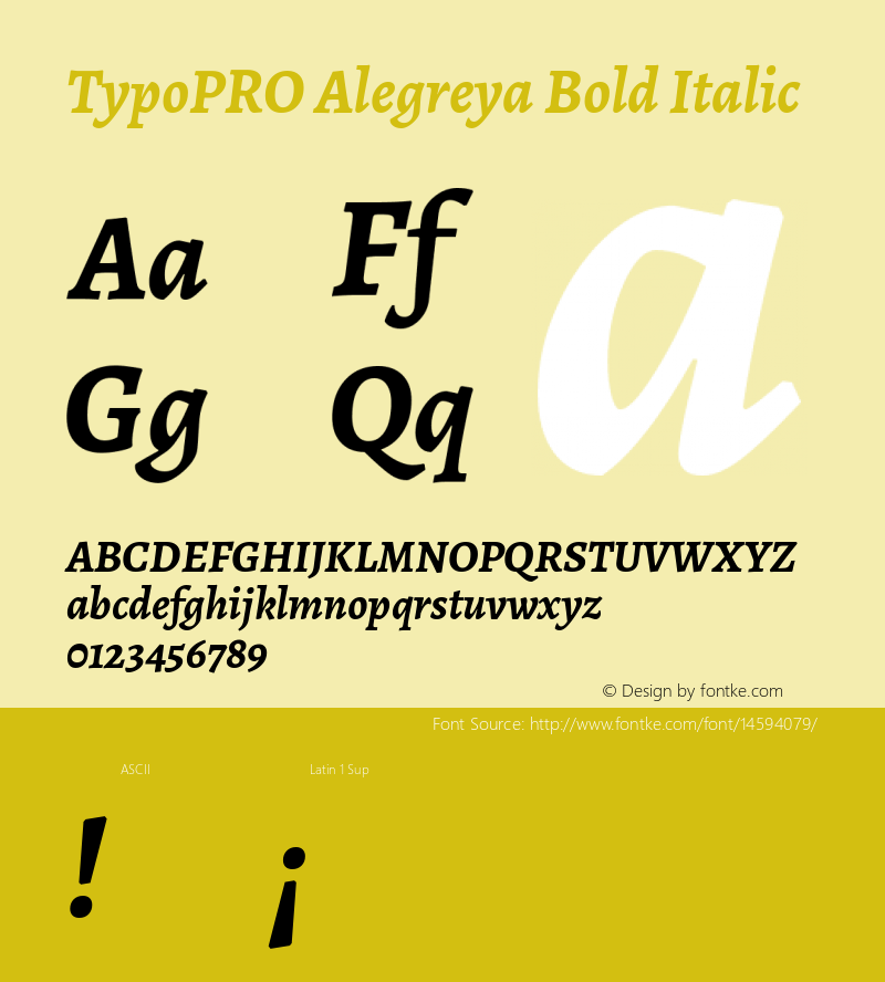 TypoPRO Alegreya Bold Italic Version 1.003 Font Sample