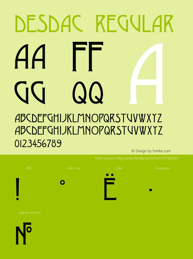 DesdaC Regular Macromedia Fontographer 4.1 18.06.97 Font Sample