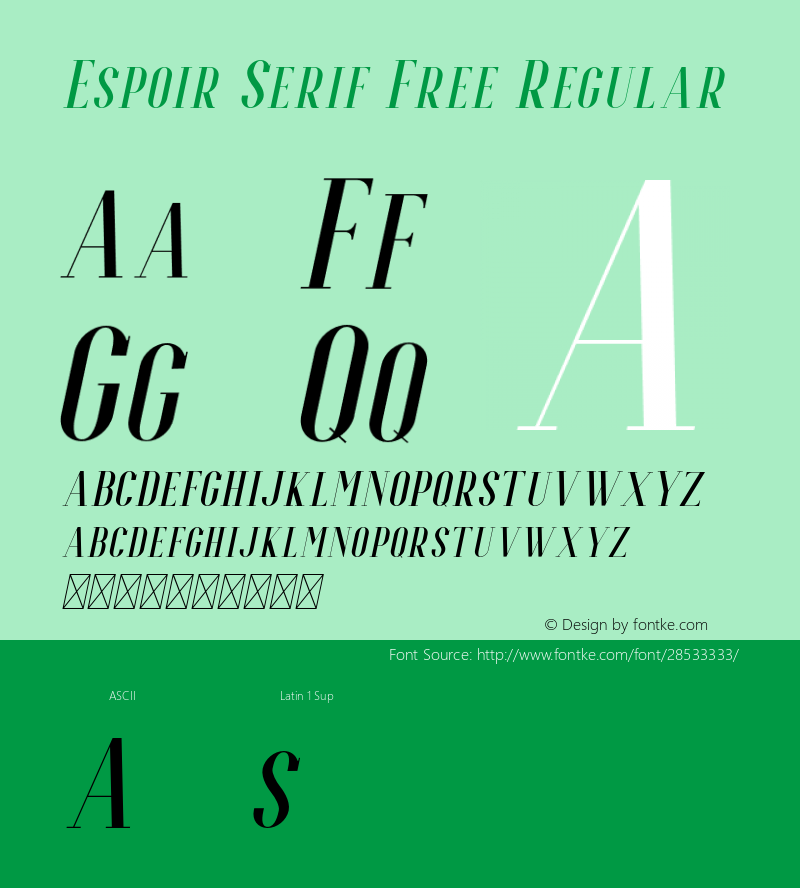 EspoirSerifFree-Italic 1.0 Font Sample