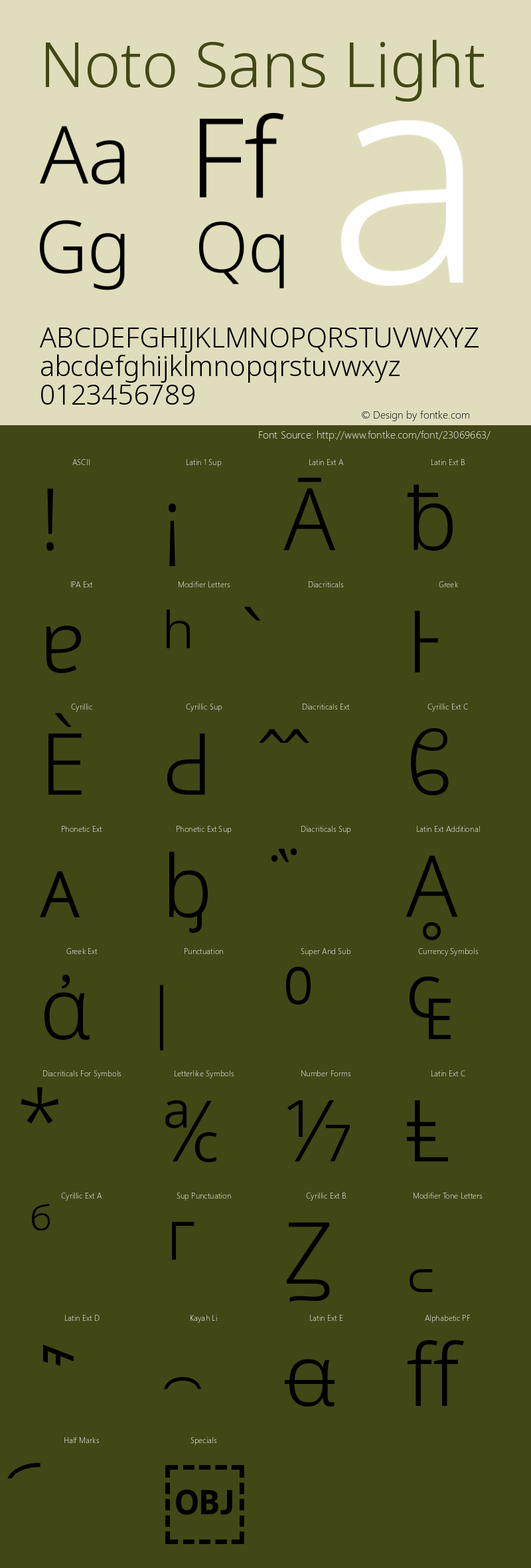 Noto Sans Light Version 1.902 Font Sample