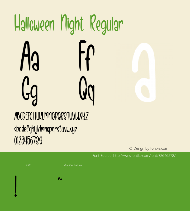 Halloween Night Version 1.000 Font Sample