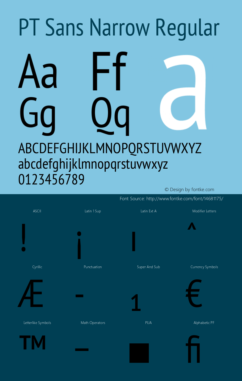 PT Sans Narrow Regular Version 2.003 Font Sample