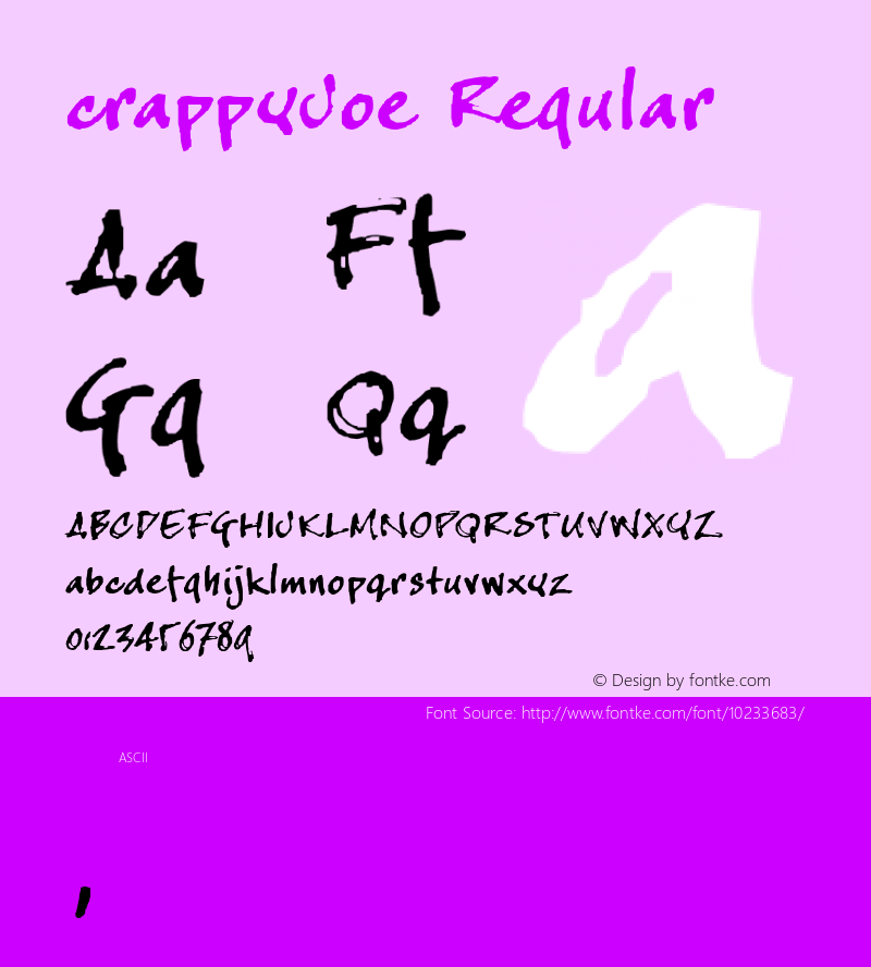 crappyJoe Regular Macromedia Fontographer 4.1 1-12-00 Font Sample