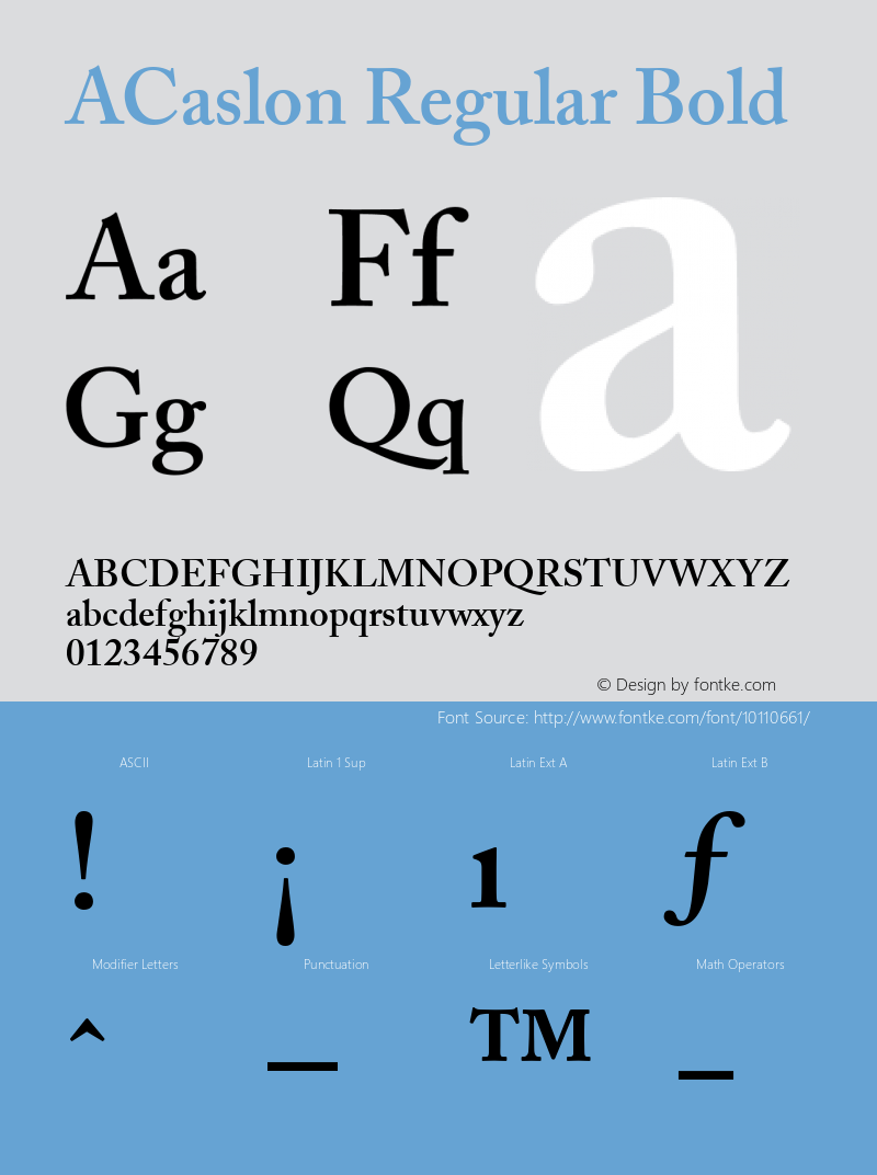 ACaslon Regular Bold V.1.0 Font Sample