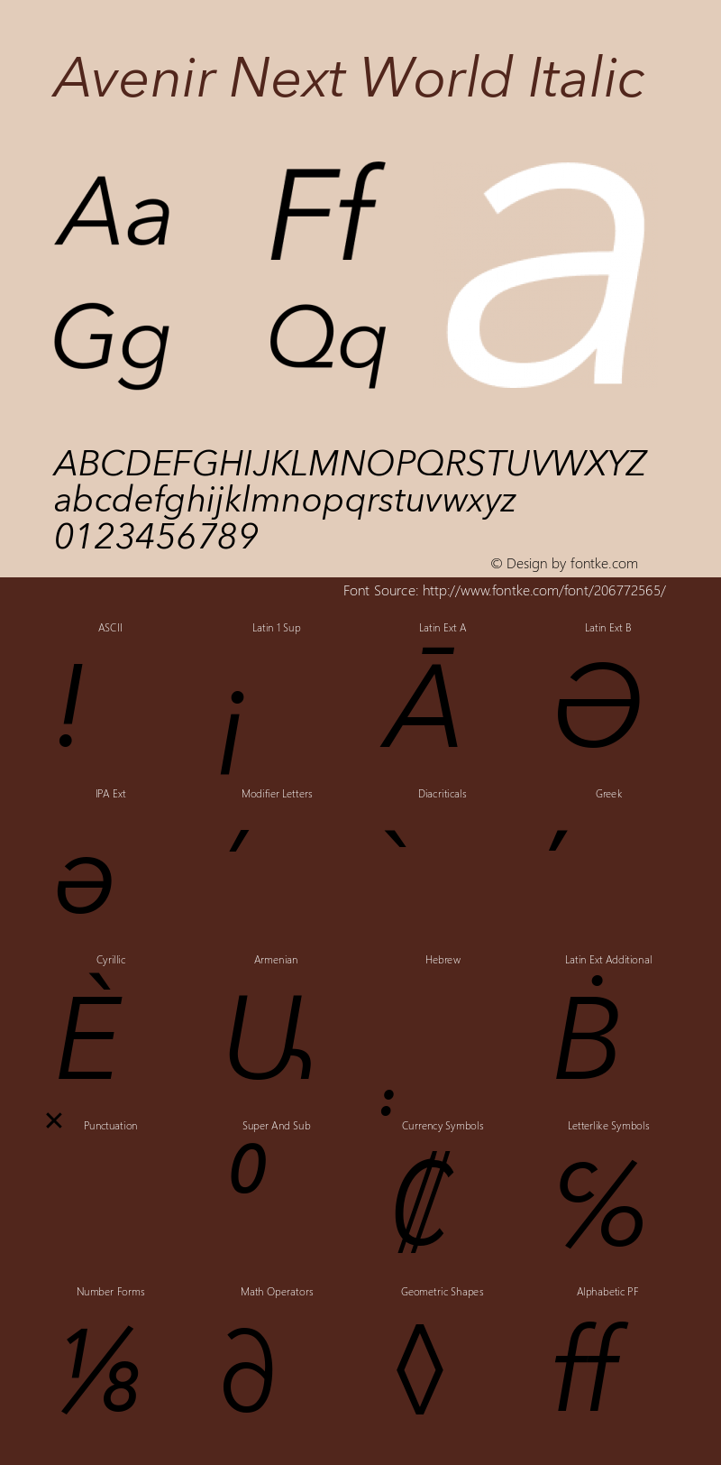 Avenir Next World Italic Version 1.00图片样张