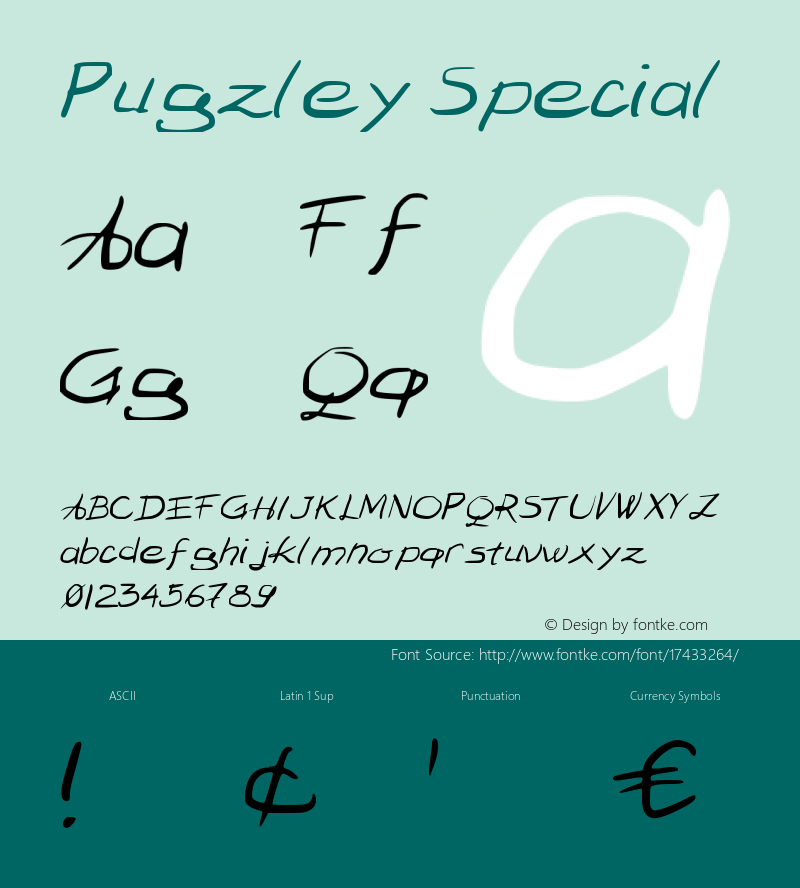 Pugzley Special Version 001.000 Font Sample