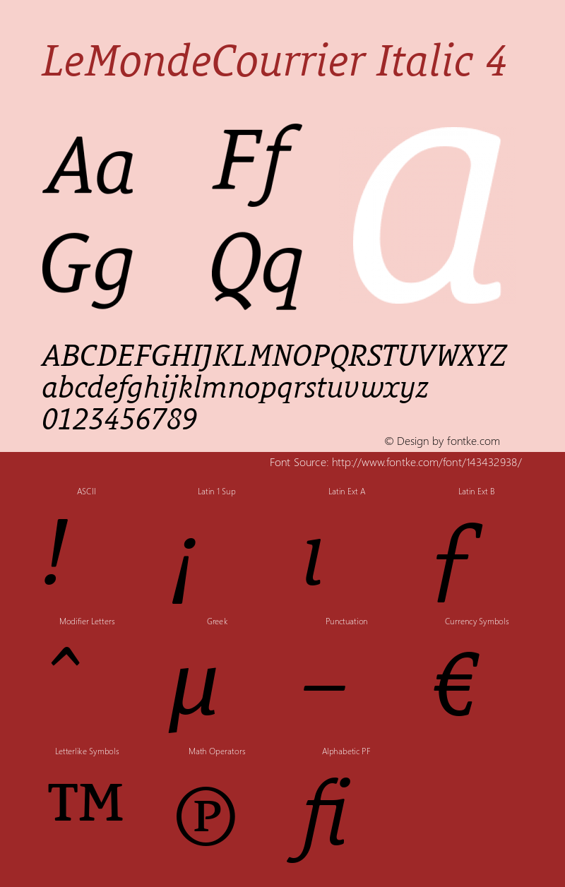 LeMondeCourrier Italic 4 001.006 Font Sample