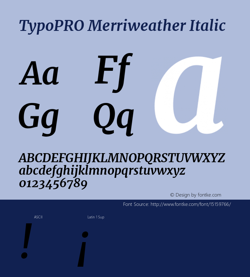 TypoPRO Merriweather Italic Version 1.5; ttfautohint (v0.97) -l 13 -r 13 -G 200 -x 24 -f dflt -w 