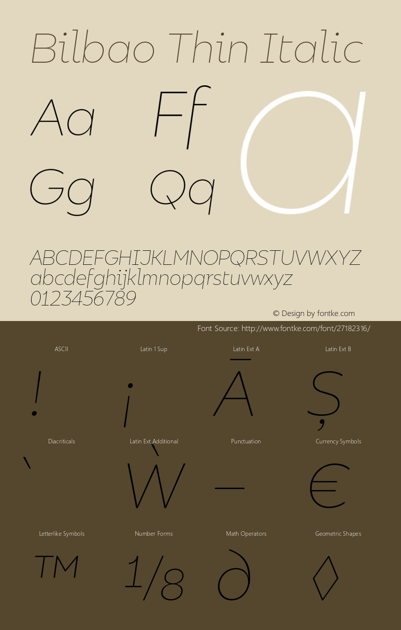 Bilbao Thin Italic Version 1.000;PS 001.000;hotconv 1.0.88;makeotf.lib2.5.64775 Font Sample