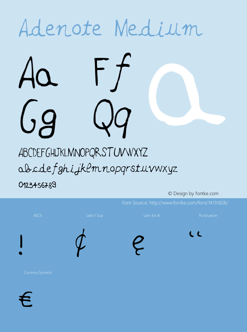 Adenote Medium Version 001.000 Font Sample