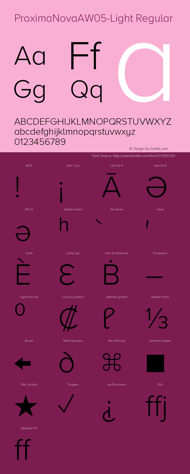 Proxima Nova A W05 Light Version 3.014 Font Sample